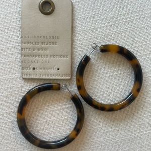 Anthropologie Tortoise Shell Hoop Earrings